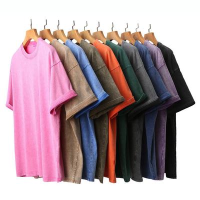 Camiseta Oversized 100% Algodão Lavada Artesanal Antiga Tamanho Grande Gola Redonda Camiseta Masculina Oversized Camiseta Cool Camisetas Femininas Tops