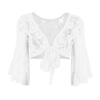 Elegant Women Lace Wedding Party Long Flare Sleeves Shrug Cropped Jacket Shrug For Evening Formal Prom Bolero
