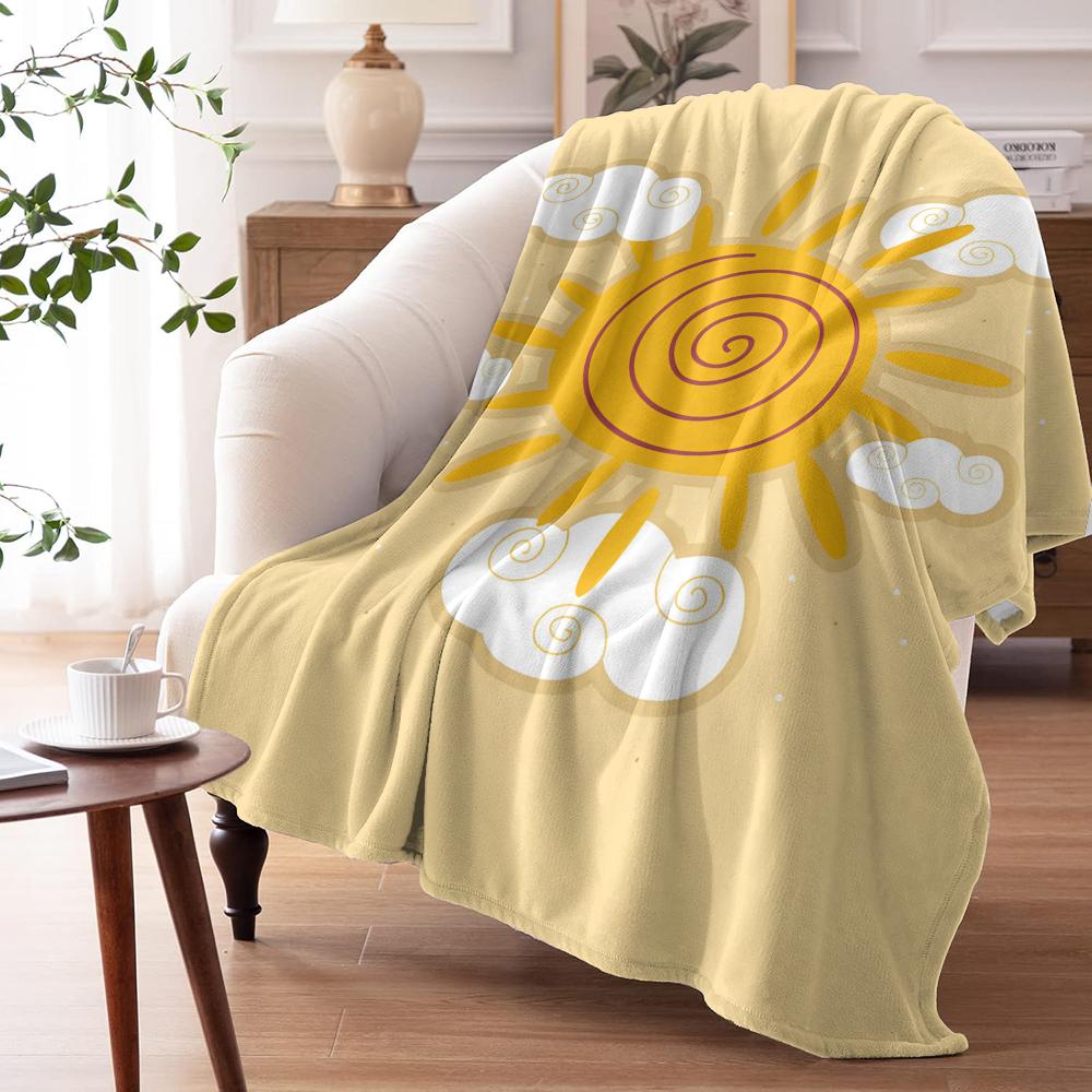 Abstract Sunny Throw Soft Flannel AC Blanket Lightweight Summer Nap Throw Cozy Blanket for Sofa Bed Travel Home