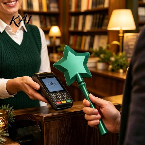 Holiday Cash Clip for Shop Christmas Tree Payment Wand, Novelty Tap Pay Telescopic Star Adjustable Counter Wand Card Holder, Fun Accessory Receipts