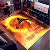 1PC Custom Name Fire Basketball Legend Theme Floor Mat Ideal for Living Room, Game Rooms, Office, Bedroom, Office Floor Mat , Floor Mats for Home