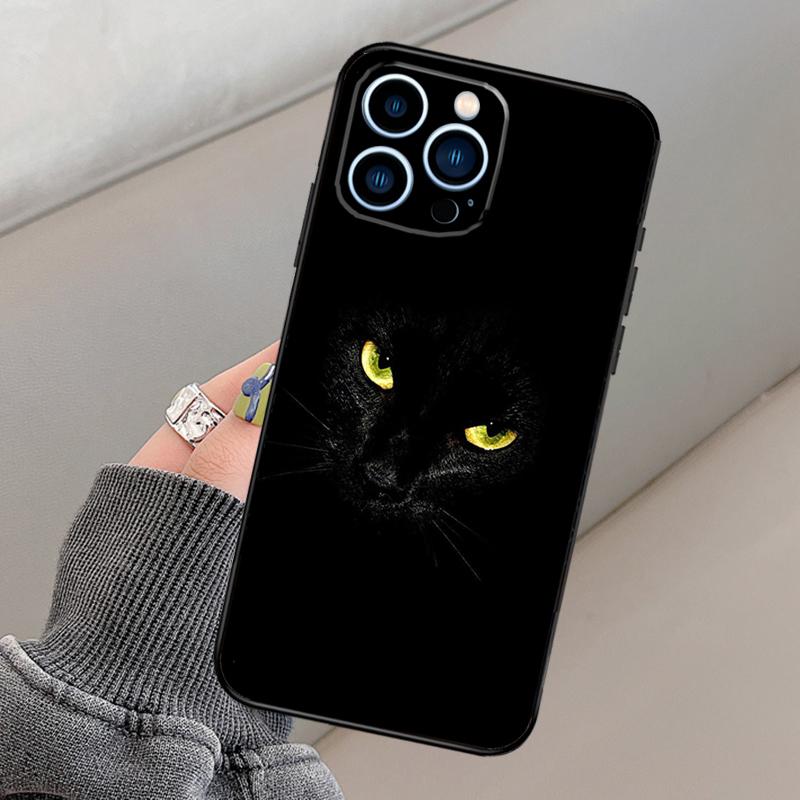 Black Cat Staring Eye Phone Case For iPhone 16 15 13 12 11 14 Pro Max 15 16 Plus 12 13 mini XR 16e Funda Cover