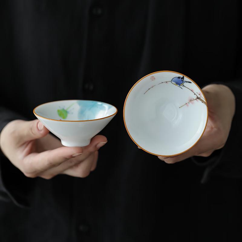 Hand-painted Ceramic Underglaze Teacup Set
