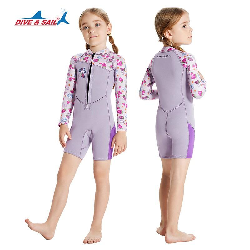 Children's Diving Suit 2.5MM One-piece Long Sleeve Shorts Women Snorkeling Surfing Warm Jellyfish Swimming