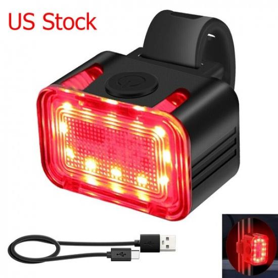 USB Rechargeable LED Bicycle Cycling Tail Rear Light Bike Warning Light 6 Modes