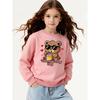 Kids Crewneck Long Sleeve Sweatshirt,Cute Bear Wearing Glasses Eating Honey Valentine Print