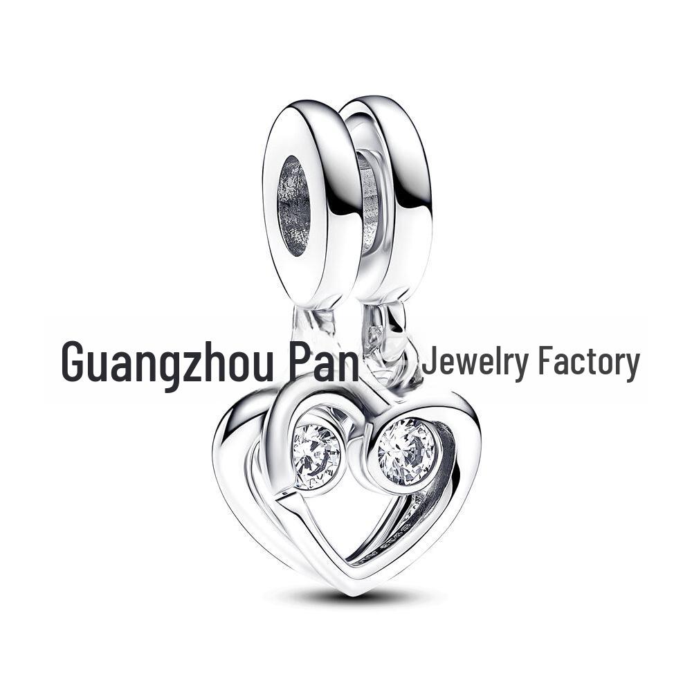 Panjia Dora 925 Silver-Plated Copper Love Rose Bead Pendant - Valentine's Day 2024