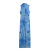 2025 Spring New Women's Slim Fit Sleeveless Dress with Pleated Print Design