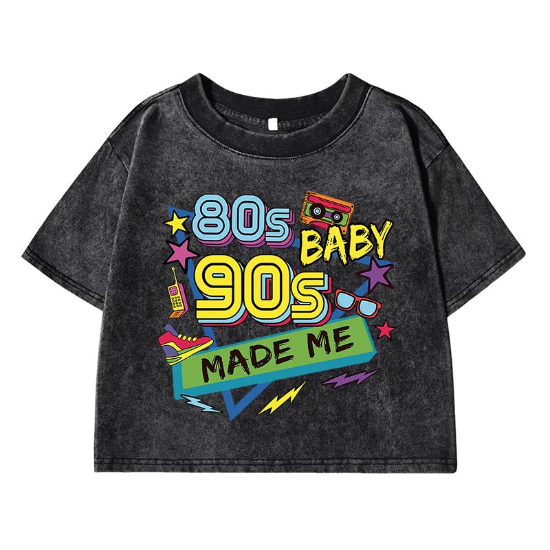 80 90S Hip-Hop Music Printing Female Washed Short T Shirt Summer Casual Tshirt Street Clothes Fashion Loose Distress Tee