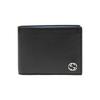 Gucci Silver Logo Long Folded Lychee Grain Leather Wallet Men Wallet Black Blue 611229-CAO2N-1040