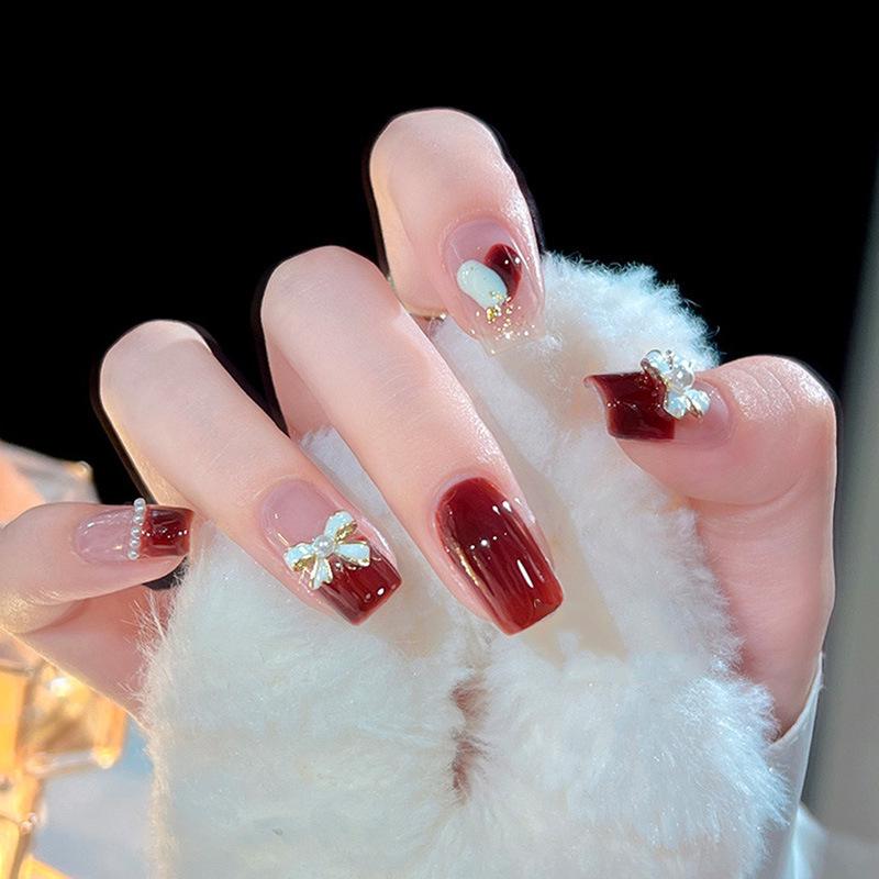 Cute Japanese Cat Eye Short Handmade False Nails Nail Art Stickers