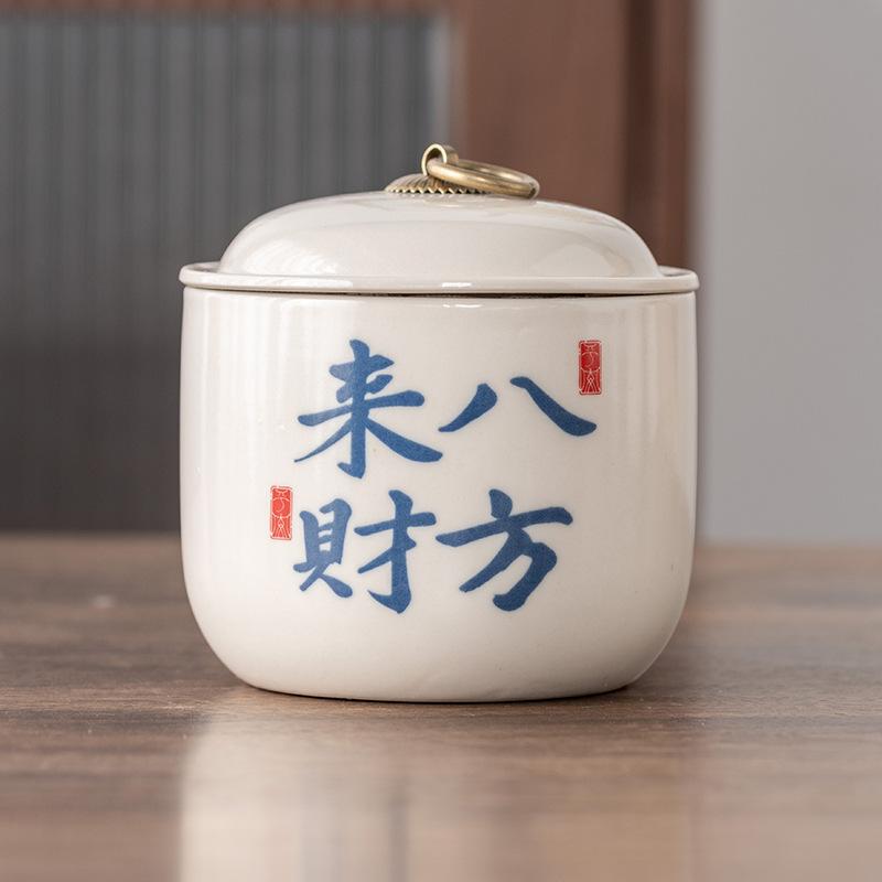 

Легкая роскошь, высококачественная емкость для хранения чая, керамическая большая японская влагозащищенная герметичная банка, бытовая банка для черного чая, зеленого чая, чая Пуэр