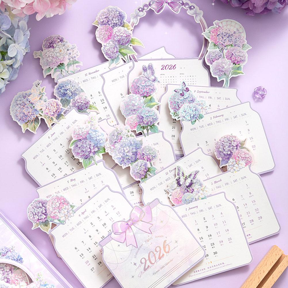 2026 Bloomy Flowers Calendar Desk Calendar Tabletop Calendar Standing Monthly Calendar Year For Home School Desktop Decorations