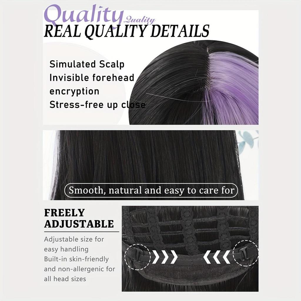 Women's 22 Inch Long Straight Synthetic Wig,High Temperature Fiber, Adjustable Rose Net Cap, Suitable for All People - Anime Cosplay Costume Wig