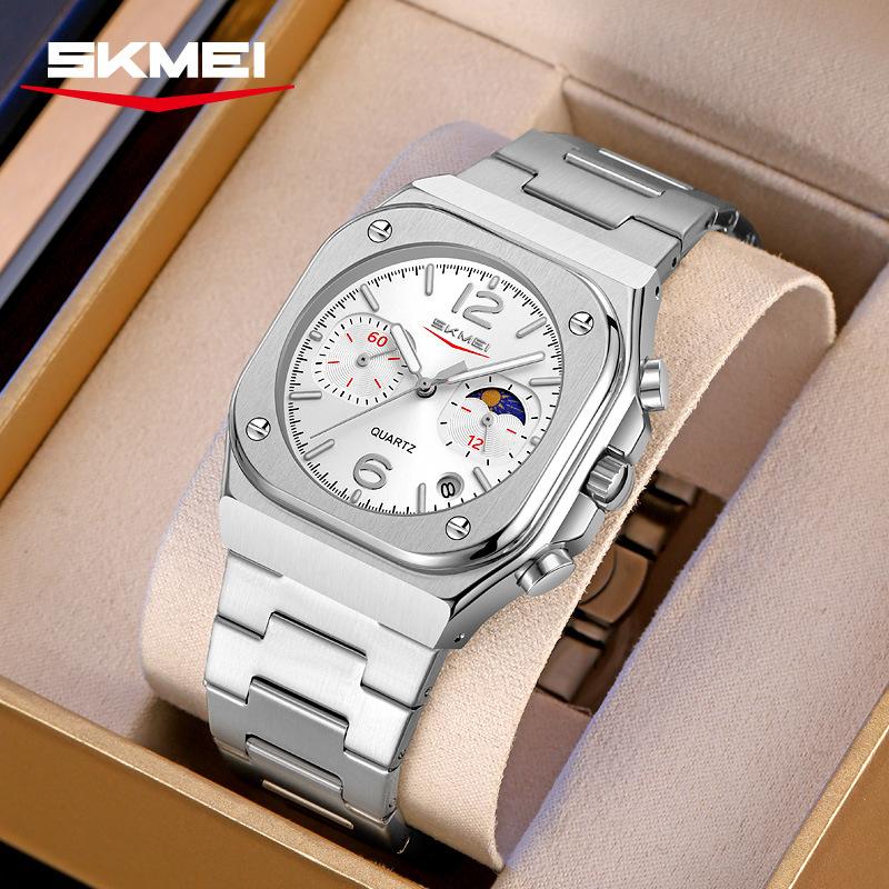SKMEI New Design Quartz Wristwatches Men Golden Stainless Steel Watch Date Functions Luxury Clock Man