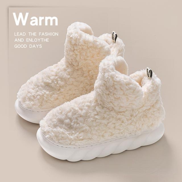 Women Men Home Slippers Warm Winter Furry Soft Plush Non Slip Bedroom Slides Indoor Ankle Boots Comfortable