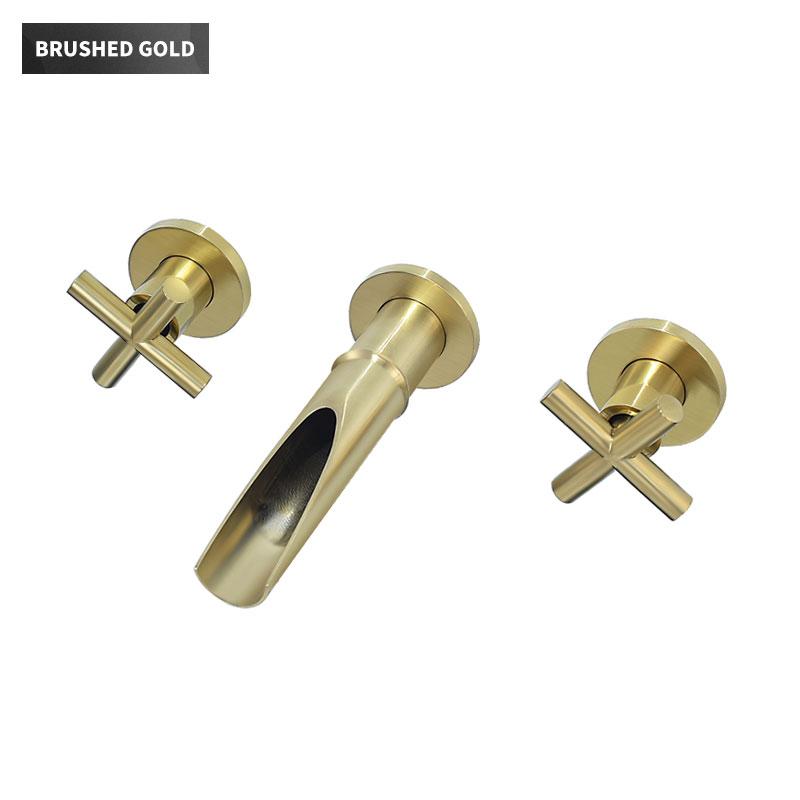 Brass Bathroom Faucet Embedded Hot and Cold Double Control Faucet Concealed Basin Faucet Concealed Golden Mixer Tap