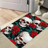 Gothic Skull Red Rose Print Door Mat Anti Slip Entrance Doormat Dark Floral Pattern Rug Front Door Indoor Home Decor