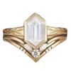 New European and American Jewelry for Women, Gold Wheat Ear Shape Pair Ring Wedding Rectangular Zircon Ring