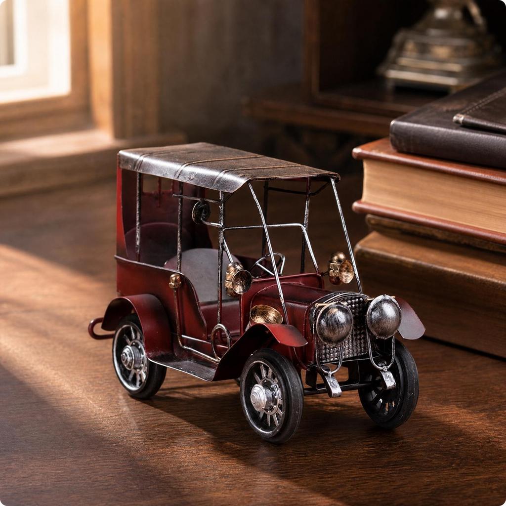 Retro Car Collectible Shiny Classic Open-Front Miniature Automobile Elegant