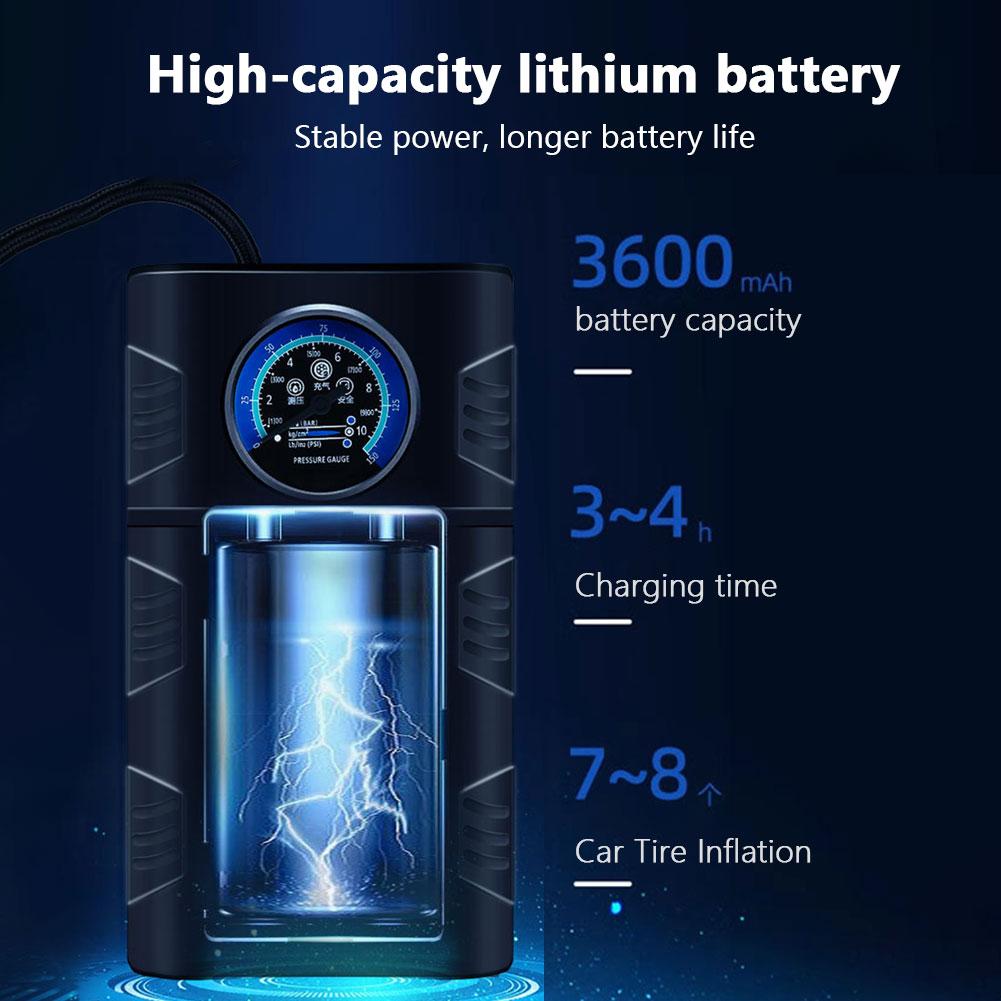 12V Handheld Wireless Inflatable Pump High Precision Electric Tire Inflator Cordless Tire Pump for Car Motorcycle Bicycle Tires