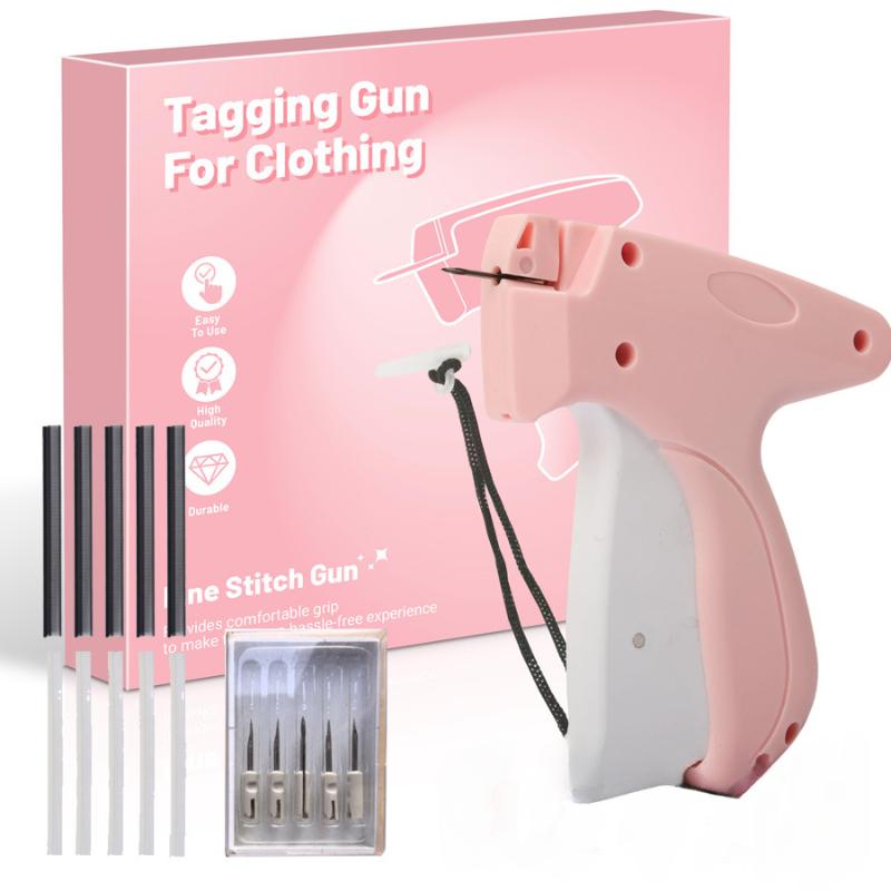 

Fine Stitch Gun Stitchy Quick Clothing Fixer For Clothes Micro Tagging Gun Clothing Mini Speedy Sticky Sewing Gun Hemming Tool рожевий