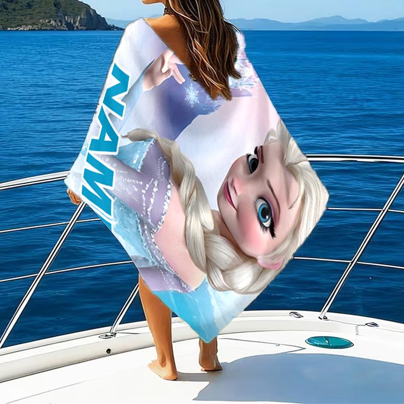 1pc Frozen8 Beach Towel with Custom Name, Beach/Swimming/Bath/Picnic/Camping Towel, Suitable for Seaside Beaches