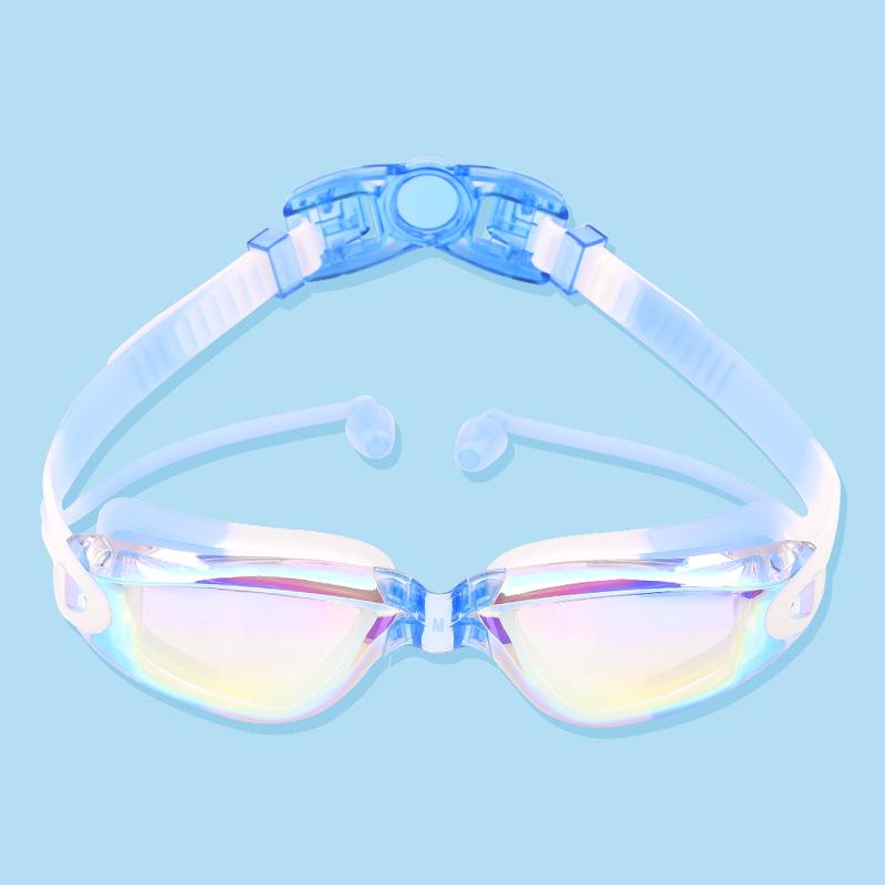 Swimming goggles for children, electroplated swimming goggles, myopia swimming goggles for boys and girls, anti-fog high-definition swimming goggles,
