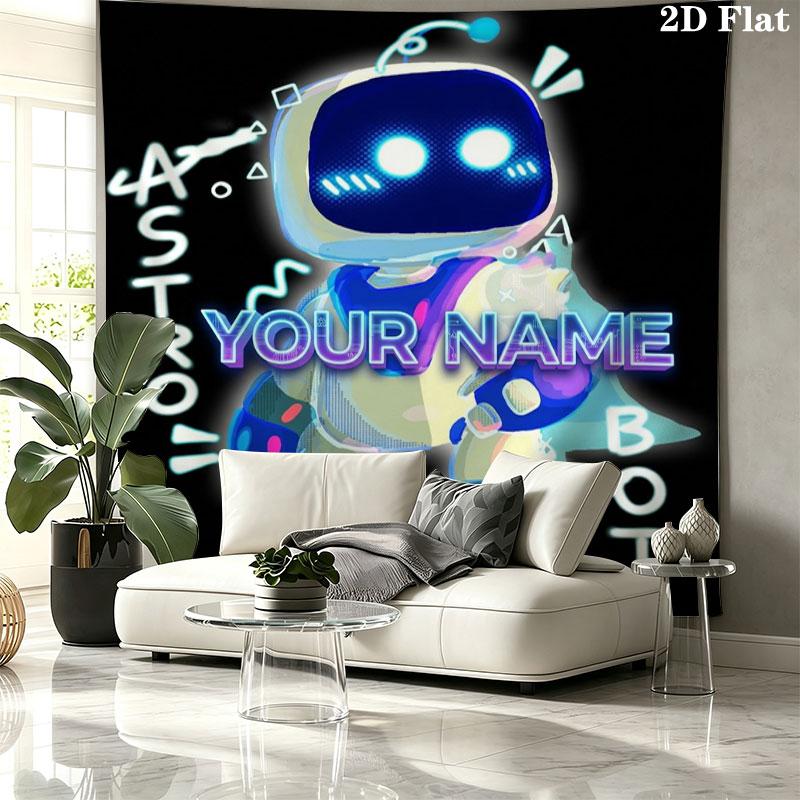 ASTRO BOT Custom Name Wall Tapestry Aesthetic Wall Hanging Printed Fabric Blanket Decorative Tapestries for Bedroom Living Room Home Decor