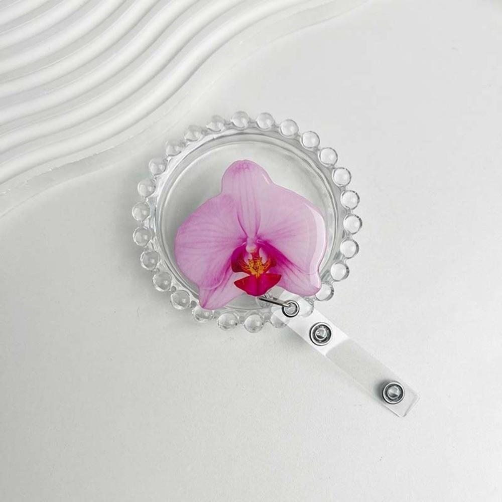 Akrylharts Hållarklämma Orkidéblomma Formad Namnskylt Märke Arbetsintyg