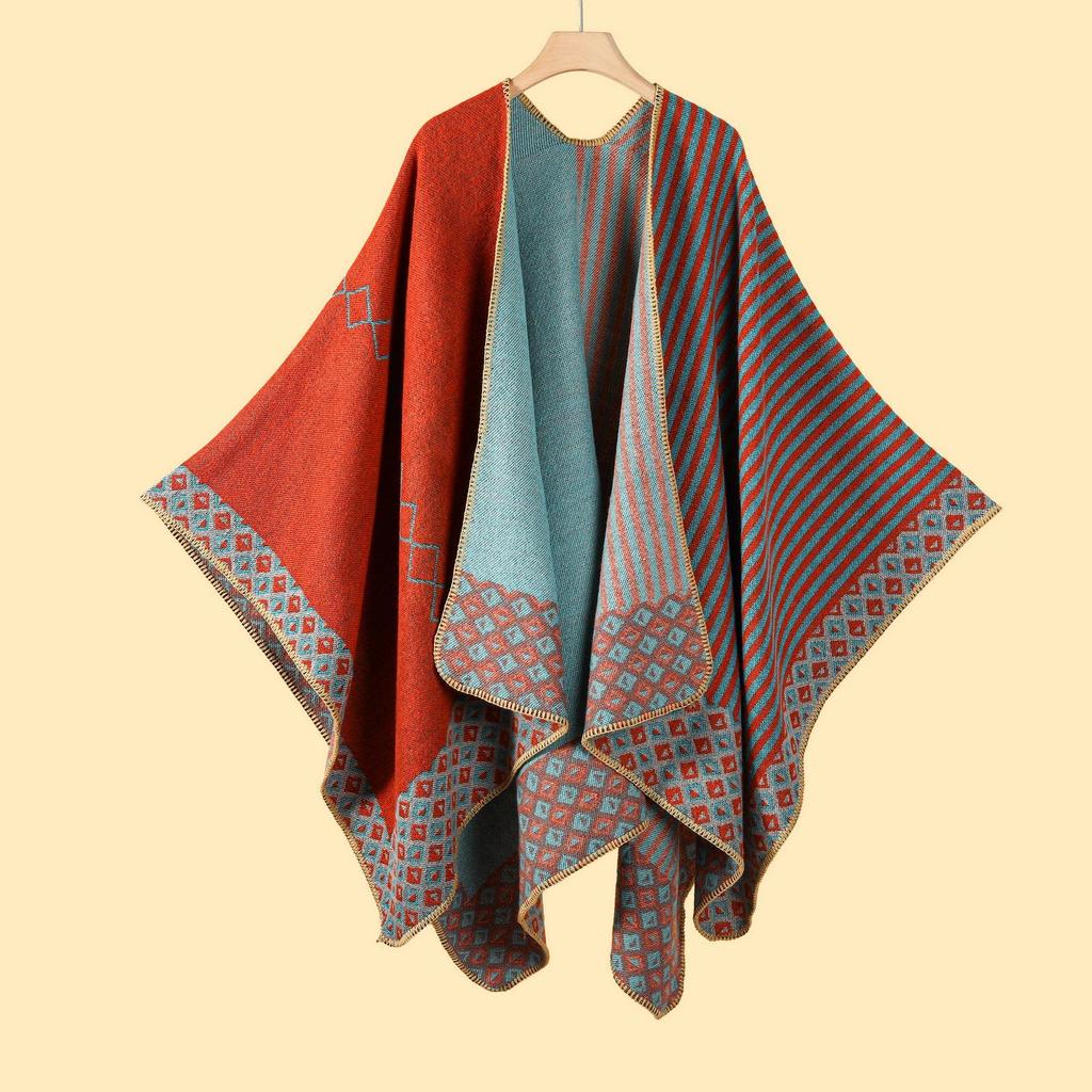 Yunnan Ethnic-Style Large Shawl Cape - Imitation Cashmere Scarf Cloak