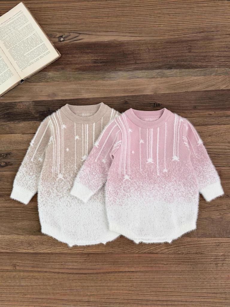 Cozy Gradient Star Romper for Baby Girls - Fall/Winter Collection