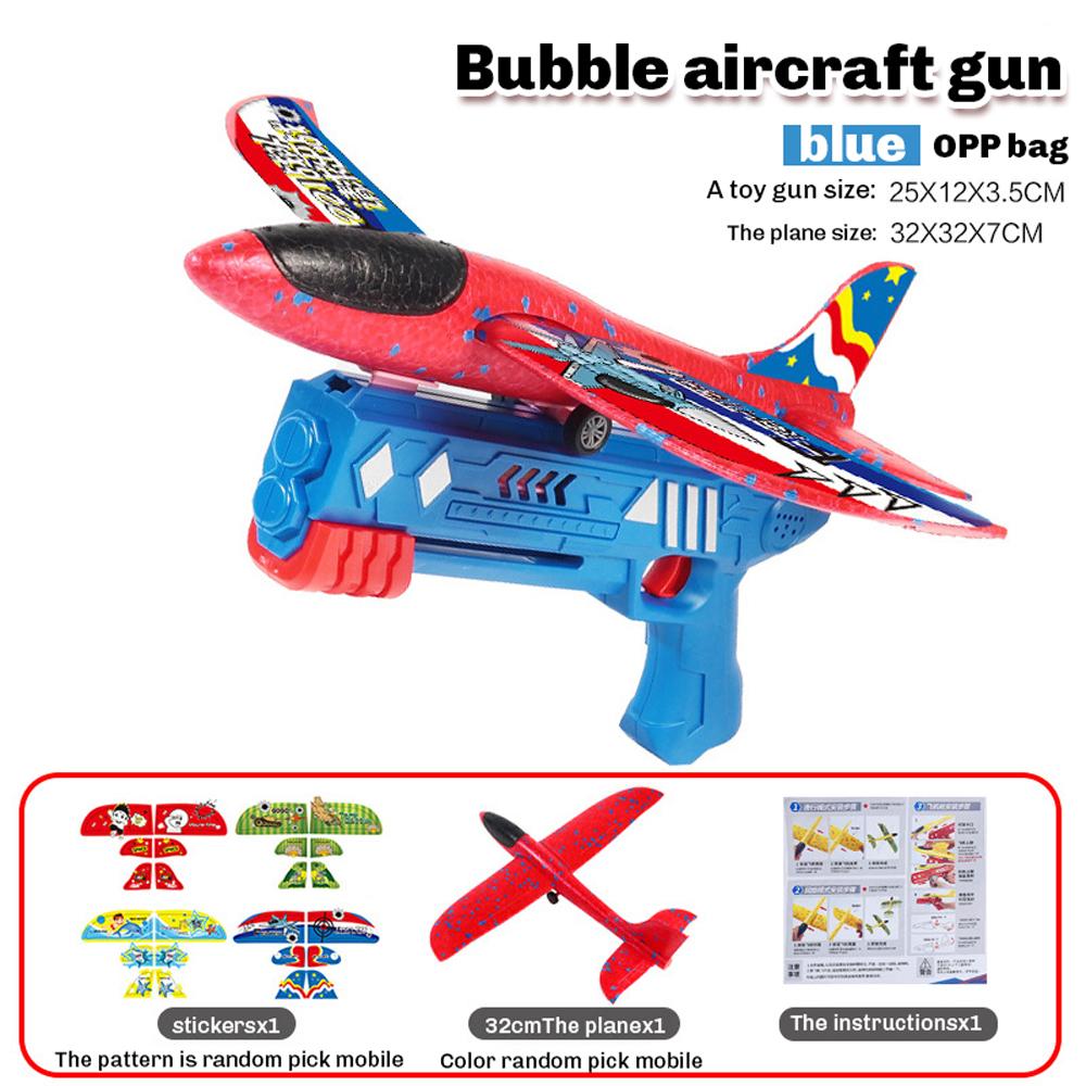 Foam Plane 10M Launcher Catapult Glider Airplane Gun Toy Children Outdoor Game Bubble Model Shooting Fly Roundabout Boy Toys