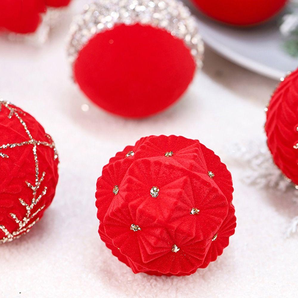 12 Stück 8cm Beflockte Weihnachtskugeln Set Rot Grün Weihnachtsbaumschmuck Partygeschenke