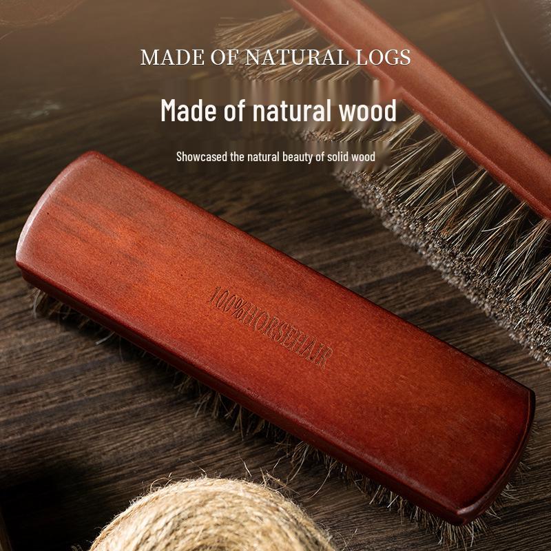 Wooden Handle Horsehair Shoe Brush for Polishing and Leather Care - Available in Large and Small Sizes