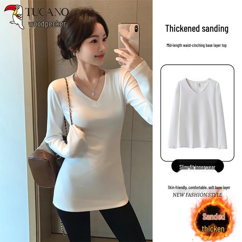 Woodpecker Women s V-Neck Long Sleeve Thickened Base Top XL