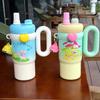 800ml Cartoon Doll Straw Thermos Cup Stainless Steel Insulated Water Cup  Office