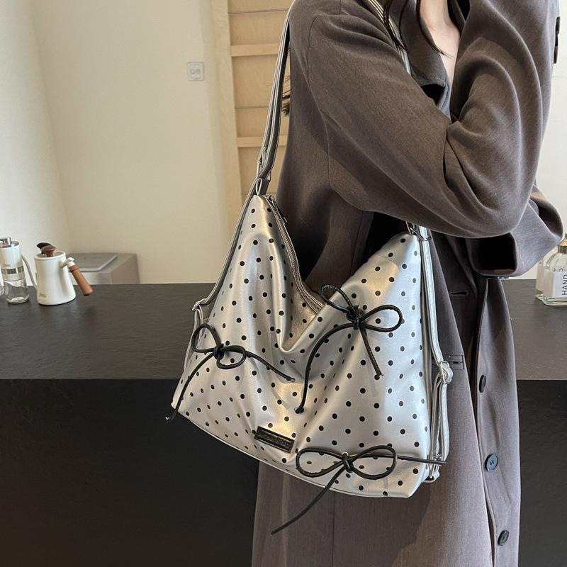Schoolbag Casual Large Capacity College Style Women's Backpack 1011 New Popular Polka Dot Back Bag One Shoulder Crossbody Tote Bag