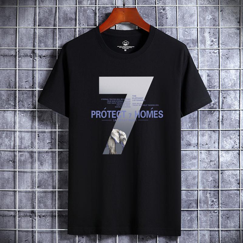 Men Short-sleeved T-shirt Cotton Summer Round Neck Shirt Korean Version of Loose Bottoming Sports T-Shirt