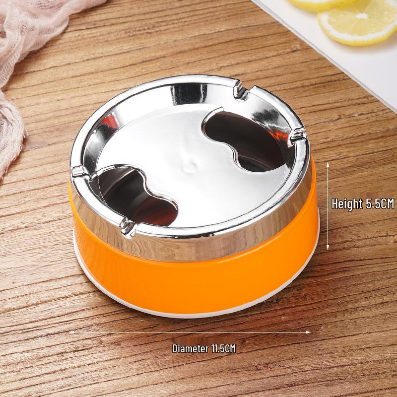 Creative Stainless Steel Ashtray with Lid - Anti-Fly, Ideal for Office, Bathroom, or Living Room
