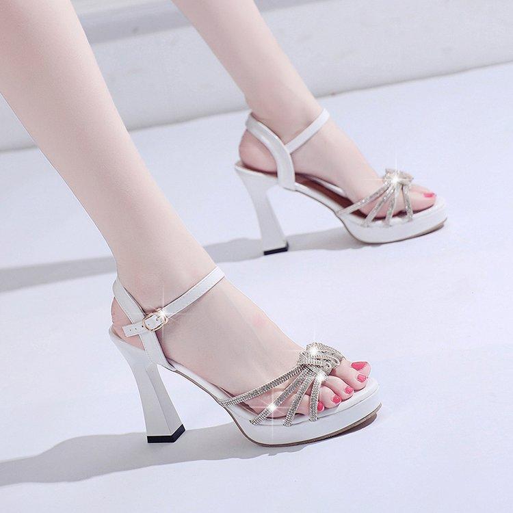 Fashion Fashion Open-Toed High-Heeled Sandals Womens Summer New One-Word Buckle With Rhinestone High Heels Stiletto Sexy Womens Shoes