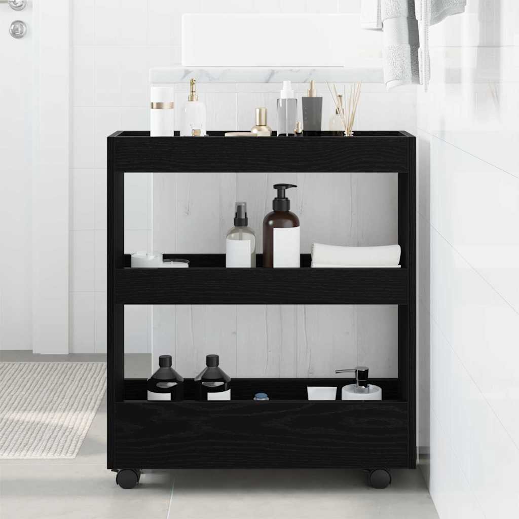 Narrow Storage Trolley Black Oak Effect