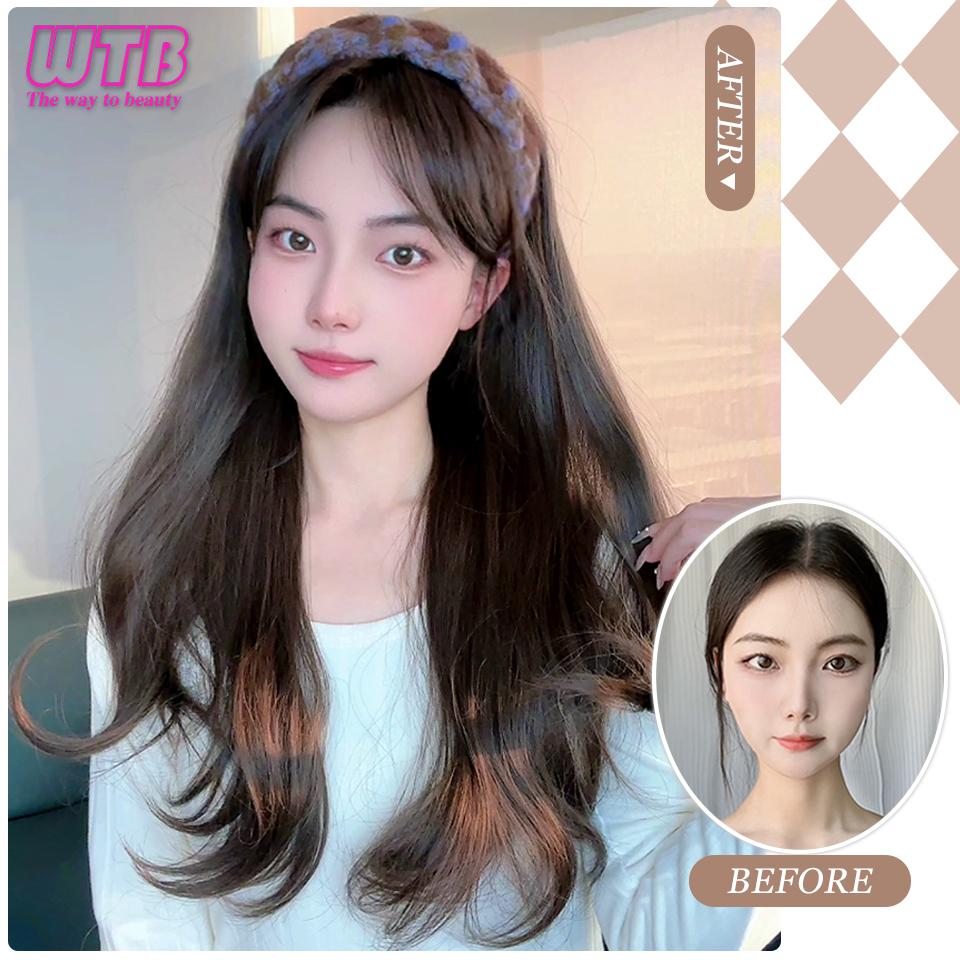 Koupím Syntetickou paruku Dámská Dlouhé vlasy Mírně natočené Vlasová čelenka Paruka Integrovaná Přirozená Realistická Dámská paruka