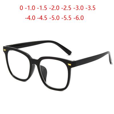 Modische quadratische Brille mit großem Rahmen für Kurzsichtigkeit Damen Kunststoffgläser Student Vintage Myopie Brille Fertig 0 -1,0 -1,5 Bis -6,0