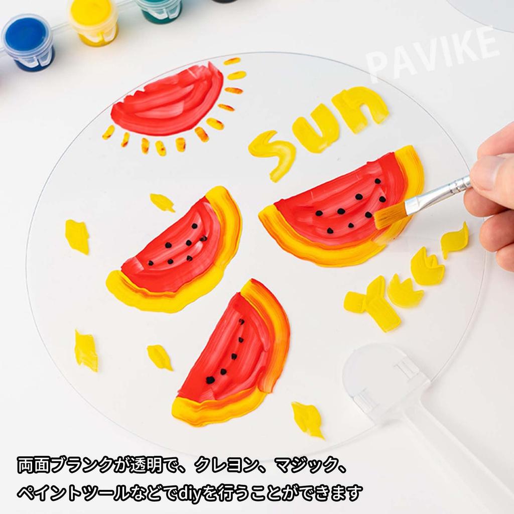 PAVIKE Transparent DIY Blank Set of Round Handheld Blank for Home Sports and Acrylic Fans, 5, Fans, Use, Painting, Weddings, Decorations, Days, More,