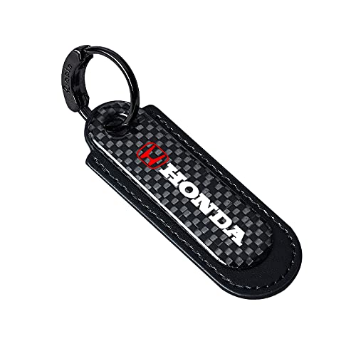

[Hunesuru] Carbon Key Chain, Genuine Leather Car Key Chain Car Key Tag Pendant, Black/Red, Black чёрный