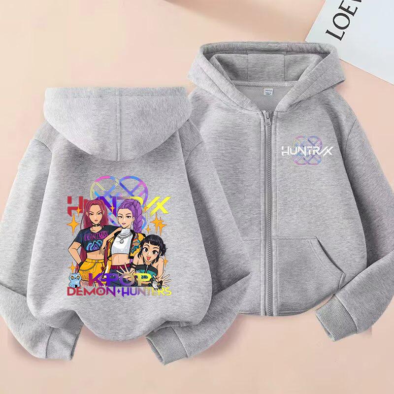 Peripheral print fashion boys and girls zip hoodie casual sweater