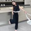 Girls' Summer Set: Ruffled Polo Shirt & Wide-Leg Pants, Two-Piece Set for Older Girls