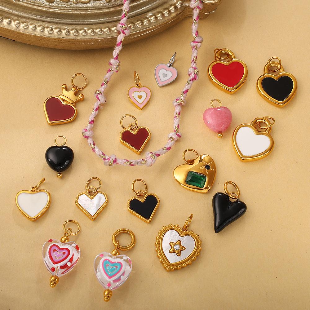 European & American Heart Pendant Necklace & Bracelet Set, Stainless Steel 18K Colorfast Jewelry for Women