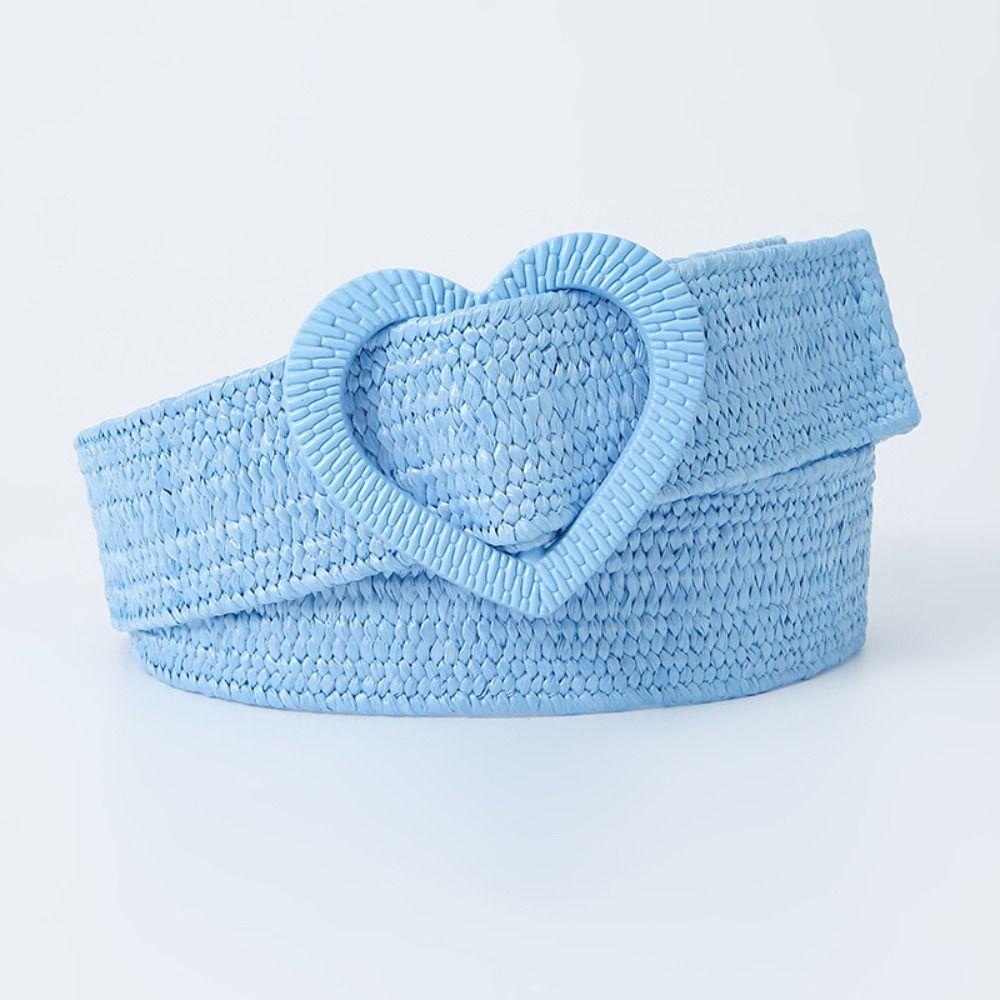 Love Heart Buckle Waist Belt 4cm Wide Waistband Sweet Braided Belt